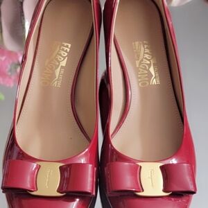 Salvatore Ferragamo Red Flats with Bow Accent Brand New No Box.